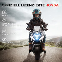 Elektro-Kindermotorrad, Honda, 3 km/h, Musik & Licht, 3-6 Jahre, bis 30 kg, Weiß