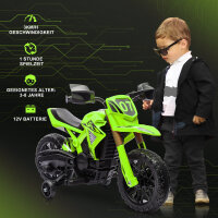 Elektro-Motorrad für Kinder, 6V Batterie-Antrieb, Stützräder, Hupe, Startgeräusch, 3-8 Jahre, Grün