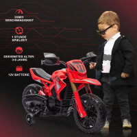 Elektro-Motorrad für Kinder, 6V Batterie-Antrieb, Stützräder, Hupe, Startgeräusch, 3-8 Jahre, Rot