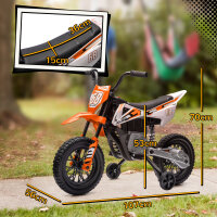 Elektro-Motorrad für Kinder, 12V Kindermotorrad mit Musik, Kinderfahrzeug mit Trainingsrädern, 3-6 Jahre, orange