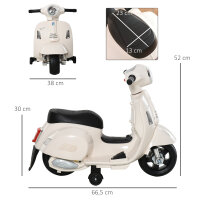 Kindermotorrad Vespa mit LED-Licht, Sound, für Kinder von 18-36 Monate, weiß