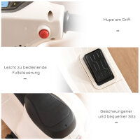 Kindermotorrad Vespa mit LED-Licht, Sound, für Kinder von 18-36 Monate, weiß