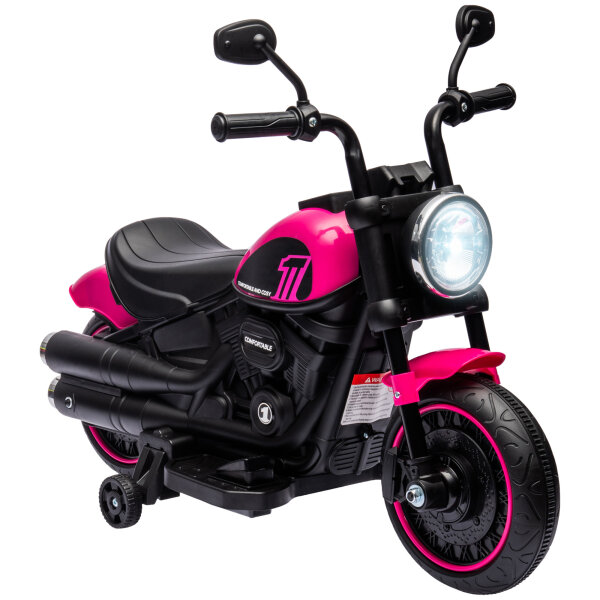 Elektro-Kindermotorrad mit Stützrädern, Scheinwerfer, 1,5 bis 3 km/h, für Kinder 1,5 bis 3 Jahren, pink