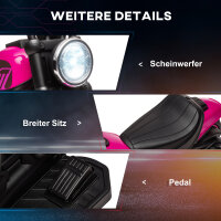 Elektro-Kindermotorrad mit Stützrädern, Scheinwerfer, 1,5 bis 3 km/h, für Kinder 1,5 bis 3 Jahren, pink