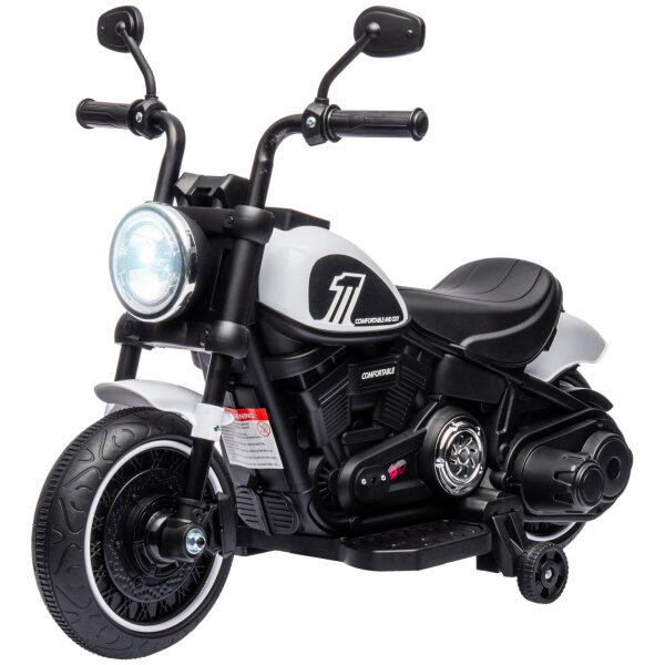 Elektro-Kindermotorrad, LED-Scheinwerfer, abnehmbare Stützräder, bequemer Sitz, Rot/Schwarz