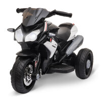 Elektro-Kindermotorrad, Lichter & Geräusche, 3 km/h, wiederaufladbar, Kunststoff & Metall, Schwarz/Weiß