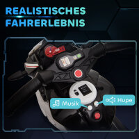 Elektro-Kindermotorrad, Lichter & Geräusche, 3 km/h, wiederaufladbar, Kunststoff & Metall, Schwarz/Weiß