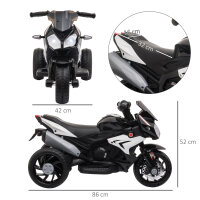 Elektro-Kindermotorrad, Lichter & Geräusche, 3 km/h, wiederaufladbar, Kunststoff & Metall, Schwarz/Weiß