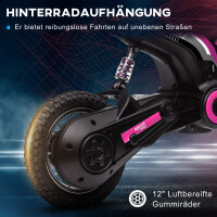 Elektro-Motorrad für Kinder, 24V Kindermotorrad mit Hupe, Leuchte, mit Drehgriff-Gashebel, 8-16 km/h, 8-12 Jahre, Rosa