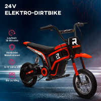 Elektro-Motorrad für Kinder, 24V Kindermotorrad mit Hupe, Leuchte, mit Drehgriff-Gashebel, 8-16 km/h, 8-12 Jahre, Rot