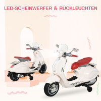 Kinder Elektro-Motorrad, 6V Kindermotorrad mit Scheinwerfer, Musik, Vor- und Rückwärtsgang, Trainingsräder, 30 kg belastbar, Elektromotorrad für 3-6 Jahre Kinder, Weiß