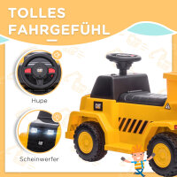 Elektro-Kipplaster für Kinder, kippbare Ladefläche, max. 3 km/h, Scheinwerfer, Hupe, gelb, 74,5 x 36 x 43,5 cm