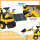 Kinderbagger, Rutscher, bedienbare Baggerschaufel, Kippschutz, rutschfeste Räder, gelb+schwarz, 78 x 29,5 x 54 cm