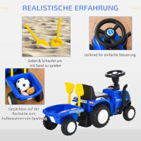 Rutsch-Traktor mit Anhänger, Hupe, Sandspielzeug, ab 1 Jahr, Kunststoff+Metall, blau, 91 x 29 x 44cm