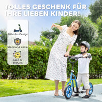Kinderroller mit verstellbarem Lenker, große Räder, Parkständer, Handbremse, für Kinder im Alter von 5-12 Jahren, Blau