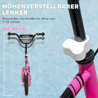 Kinderroller mit verstellbarem Lenker, große Räder, Parkständer, Handbremse, für Kinder im Alter von 5-12 Jahren, Rosa