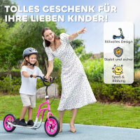 Kinderroller mit verstellbarem Lenker, große Räder, Parkständer, Handbremse, für Kinder im Alter von 5-12 Jahren, Rosa