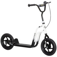 Kinderroller mit verstellbarem Lenker, große Räder, Parkständer, Handbremse, für Kinder im Alter von 5-12 Jahren, Weiß