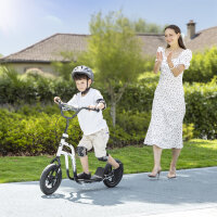 Kinderroller mit verstellbarem Lenker, große Räder, Parkständer, Handbremse, für Kinder im Alter von 5-12 Jahren, Weiß