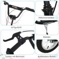 Kinderroller ab 5 Jahre Scooter Kinderscooter Tretroller Cityroller Kinder Roller Kickboard mit Luftreifen 12 Zoll Gummi Aluminium schwarz 120 x 58 x 85-95 cm