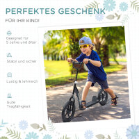 Kinderroller mit Hinterbremse Kickscooter 12 Zoll Tretroller Roller Scooter Cityroller für Kinder Kickboard Höhenverstellbar Stahl EVA Schwarz 120 x 52 x 80-88 cm