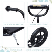 Kinderroller mit Hinterbremse Kickscooter 12 Zoll Tretroller Roller Scooter Cityroller für Kinder Kickboard Höhenverstellbar Stahl EVA Schwarz 120 x 52 x 80-88 cm
