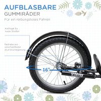 Kinderroller, Scooter mit Bremse, inkl. Korb, höhenverstellbar, für Kinder 5-12 J., blau+schwarz