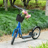 Kinderroller, Scooter mit Bremse, inkl. Korb, höhenverstellbar, für Kinder 5-12 J., blau+schwarz