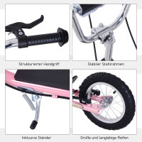Roller Kinderroller mit Luftreifen Handbremse, 16 Zoll Tretroller Höhenverstellbar Kickscooter für Jungen und Mädchen ab 5 Jahre Kickboard Cityroller Kinder Scooter Rosa