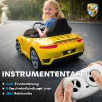 Elektrisches Aufsitzauto für Kinder, fernsteuerbar, Musik, Hupe, USB, Sicherheitsgurt, für 3-5 Jahre, Gelb