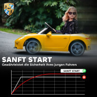 Elektrisches Aufsitzauto für Kinder, fernsteuerbar, Musik, Hupe, USB, Sicherheitsgurt, für 3-5 Jahre, Gelb