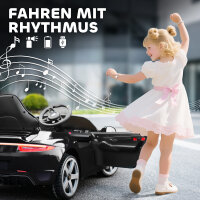 Elektrisches Aufsitzauto für Kinder, fernsteuerbar, Musik, Hupe, USB, Sicherheitsgurt, für 3-5 Jahre, Schwarz
