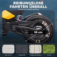 Elektrisches Kinderfahrzeug, Reverse-Dreirad-Design, Batteriebetrieb, MP3-Player, Hupe, 2 Geschwindigkeiten, LED-Lichter, 3-8 Jahre, Gelb