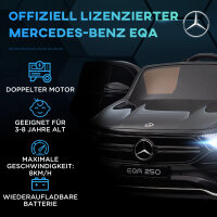 Elektro Kinderauto, lizenzierter Mercedes-Benz EQA, 3-8 km/h, Musik, Scheinwerfer, Hupe, Fernsteuerung, schwarz