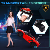 Elektro-Kinderauto, lizenzierter Lamborghini Aventador, Flügeltüren, Musik, Hupe, für 3-5 Jahre, rot