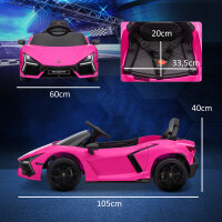Elektroauto für Kinder von 3-5 Jahren, sanfter Antrieb, fernsteuerbar, mit Hupe, Kunststoff und Metall, rosa