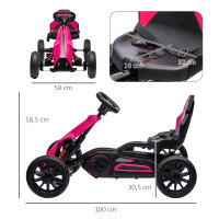 Go-Kart, Kinderfahrzeug mit verstellbarem Sitz, Tretfahrzeug, Tretauto mit Handbremse, 3-8 Jahre, Outdoor, Rosa