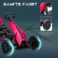 Go-Kart, Kinderfahrzeug mit verstellbarem Sitz, Tretfahrzeug, Tretauto mit Handbremse, 3-8 Jahre, Outdoor, Rosa
