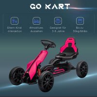 Go-Kart, Kinderfahrzeug mit verstellbarem Sitz, Tretfahrzeug, Tretauto mit Handbremse, 3-8 Jahre, Outdoor, Rosa