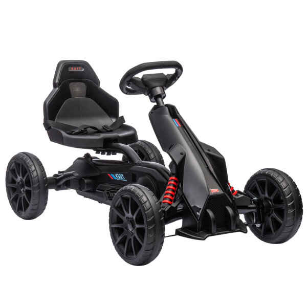 Go-Kart, Kinderfahrzeug mit verstellbarem Sitz, Tretfahrzeug, Tretauto mit Handbremse, 3-8 Jahre, Outdoor, Schwarz