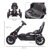 Go-Kart, Kinderfahrzeug mit verstellbarem Sitz, Tretfahrzeug, Tretauto mit Handbremse, 3-8 Jahre, Outdoor, Schwarz