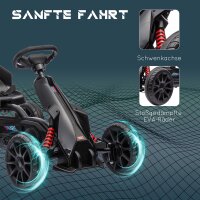 Go-Kart, Kinderfahrzeug mit verstellbarem Sitz, Tretfahrzeug, Tretauto mit Handbremse, 3-8 Jahre, Outdoor, Schwarz