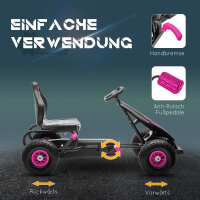 Kinder-Gokart, mit Pedalen, verstellbarem Sitz, In- und Outdoor, ab 5 Jahren, Rosa+Schwarz, 121 x 58 x 61 cm