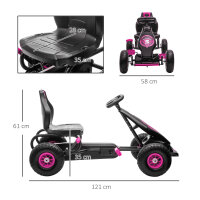 Kinder-Gokart, mit Pedalen, verstellbarem Sitz, In- und Outdoor, ab 5 Jahren, rosa+schwarz, 121 x 58 x 61 cm