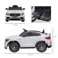 Kinderfahrzeug 12V Mercedes-Benz AMG GLC63S COUPE lizenzierter Elektroauto mit Fernbedienung Sicherheitsgurt  2 x 35W Motoren MP337-60 Monate Weiß 115 x 70 x 55 cm