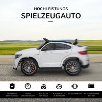 Kinderfahrzeug 12V Mercedes-Benz AMG GLC63S COUPE lizenzierter Elektroauto mit Fernbedienung Sicherheitsgurt  2 x 35W Motoren MP337-60 Monate Weiß 115 x 70 x 55 cm