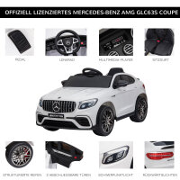 Kinderfahrzeug 12V Mercedes-Benz AMG GLC63S COUPE lizenzierter Elektroauto mit Fernbedienung Sicherheitsgurt  2 x 35W Motoren MP337-60 Monate Weiß 115 x 70 x 55 cm