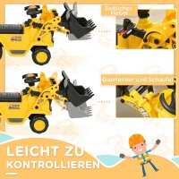 Sitzbagger Aufsitzbagger mit Schaufel Kinderbagger mit Stauraum unter Sitz Rutschauto Spielzeugbagger zum Sitzen bis 30kg, Draufsitzen für Kinder 1,5-4 Jahre Gelb+Schwarz