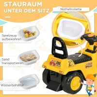 Sitzbagger Aufsitzbagger mit Schaufel Kinderbagger mit Stauraum unter Sitz Rutschauto Spielzeugbagger zum Sitzen bis 30kg, Draufsitzen für Kinder 1,5-4 Jahre Gelb+Schwarz