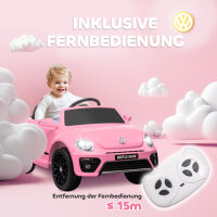 Elektro-Kinderfahrzeug, VW Käfer, 3-5 km/h, mit Fernbedienung & Musik, Rosa